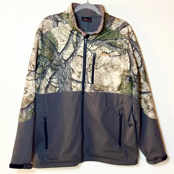 Habit Men’s Camo Zip Jacket L Gray Tan Fleece Lined - Picture 1 of 11